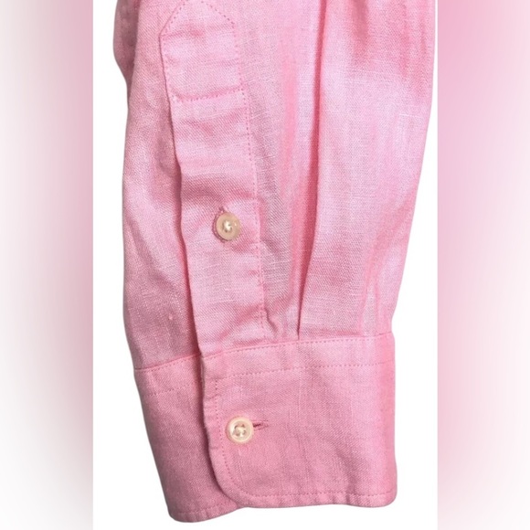 America Living Women’s XL Long Sleeve Pink Button Up 100% Linen Blouse - Picture 4 of 7